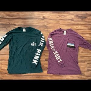 Pink 2 long sleeves, size small
